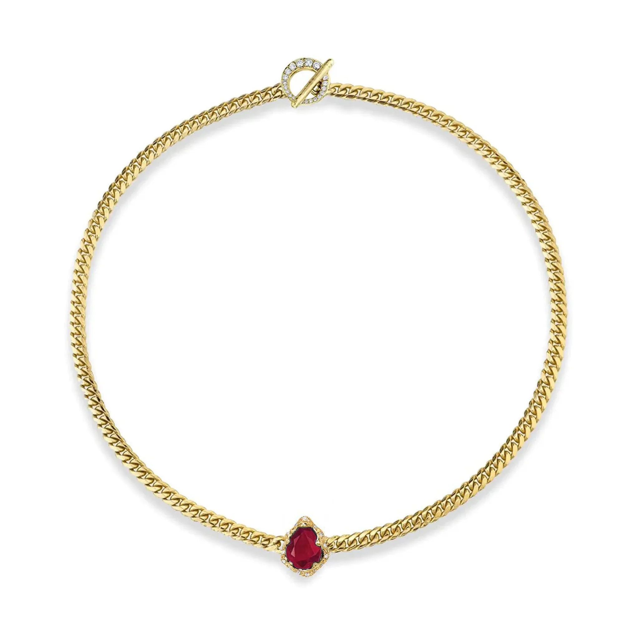 Reversible Baby Queen Ruby Water Drop Cuban Choker