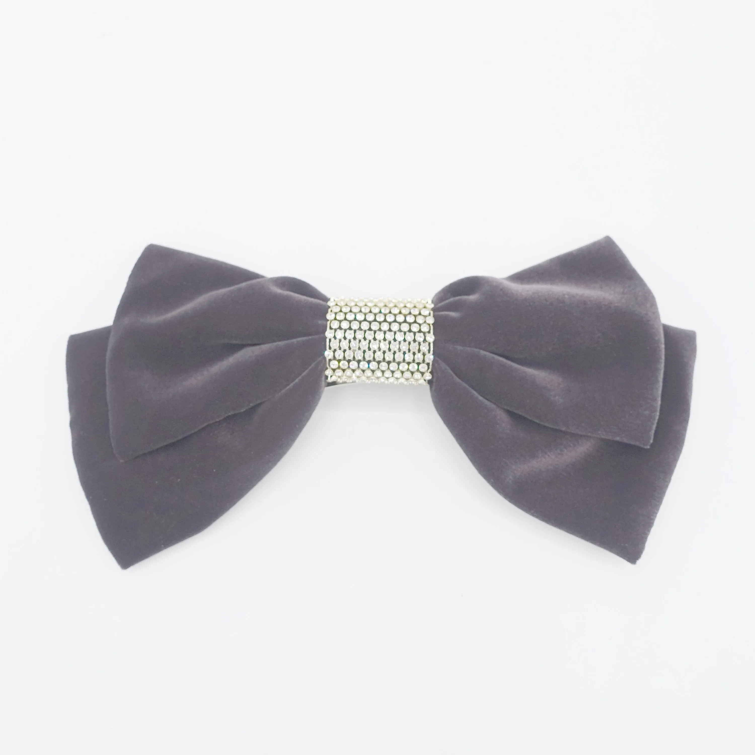 rhinestone embellished velvet hair bow for women