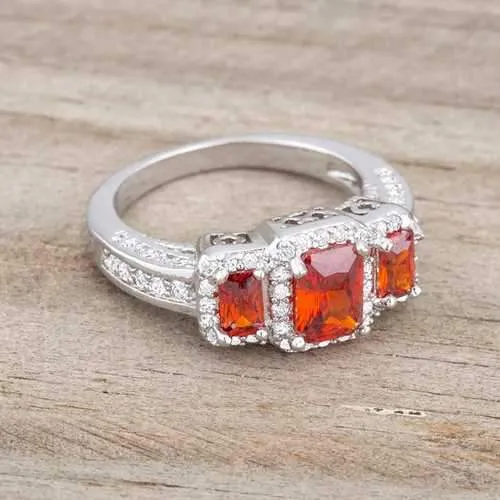 Rita 2.3ct Garnet CZ Rhodium Classic Trio Ring