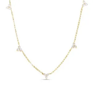 Roberto Coin Diamonds by the Inch 5 Station Flower Necklace in 18K Yellow Gold