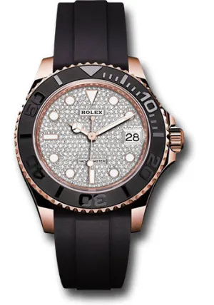 Rolex Everose Gold Yacht-Master 37 Watch - Diamond Paved Dial - Oysterflex Strap - 268655 dp