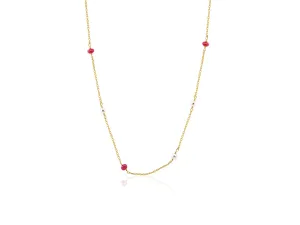 Ruby and Pearl Gold Station Necklace