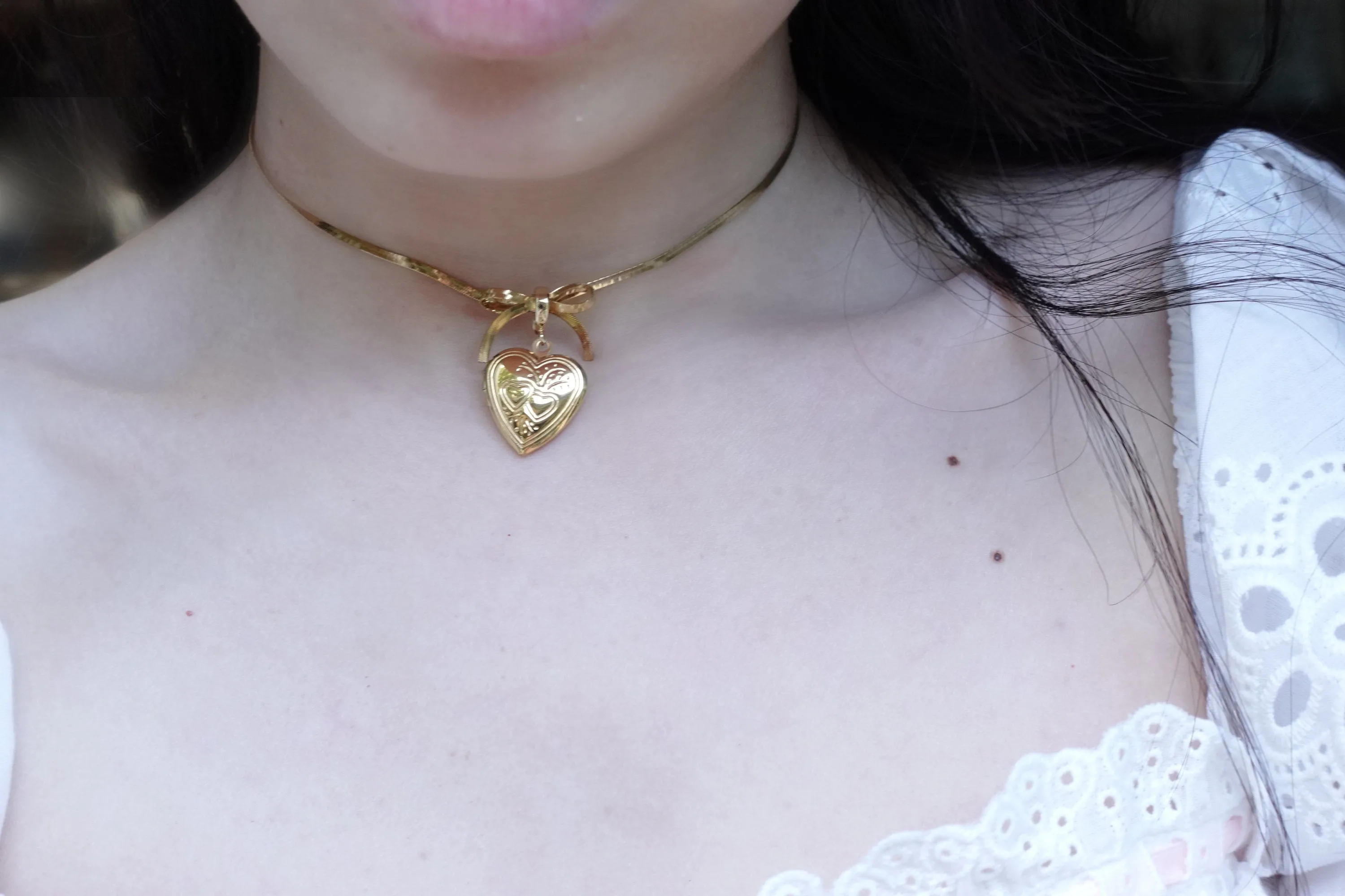 Saiya Coquette Bow Heart Locket Necklace