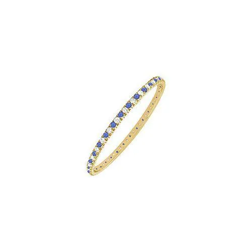 Sapphire and Diamond Eternity Bangle : 14K Yellow Gold - 5.00 CT TGW