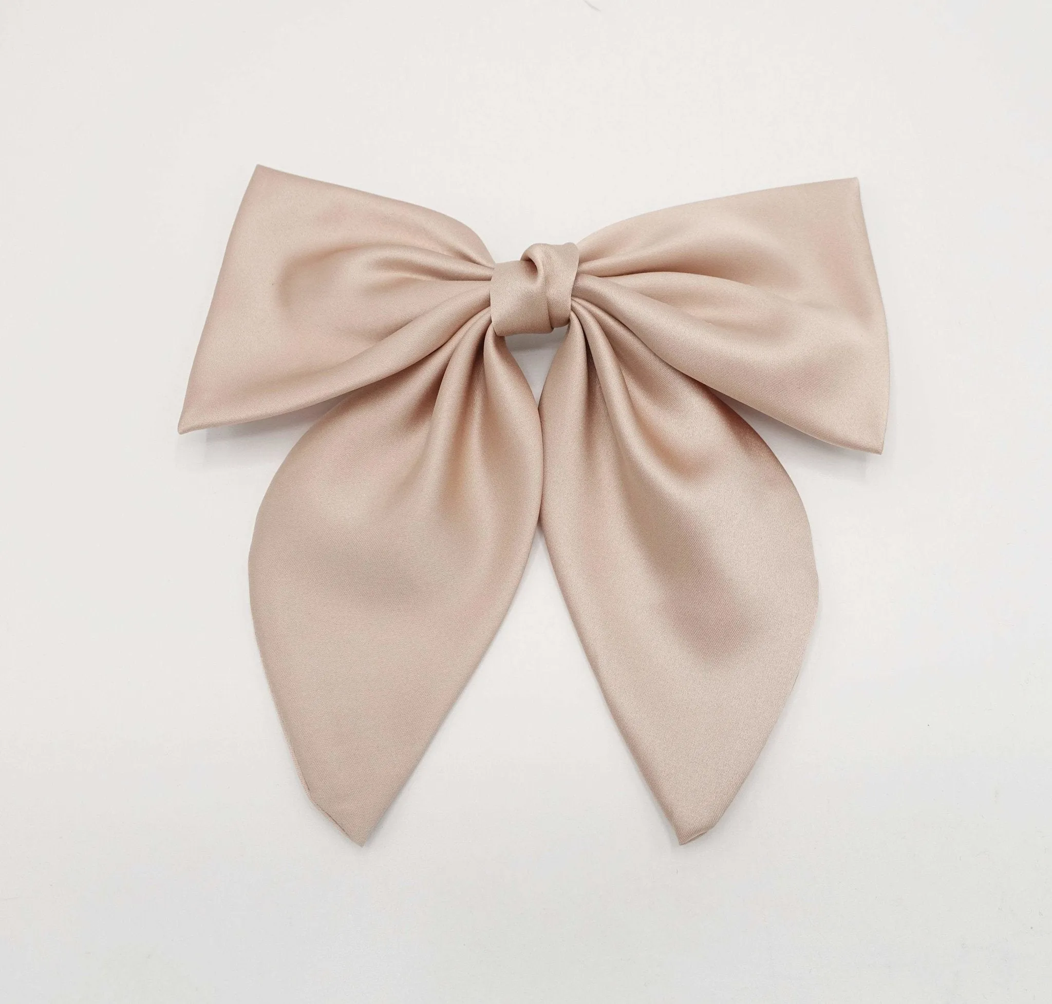 satin hair bow regular size pointed tail glossy hair accessory for women