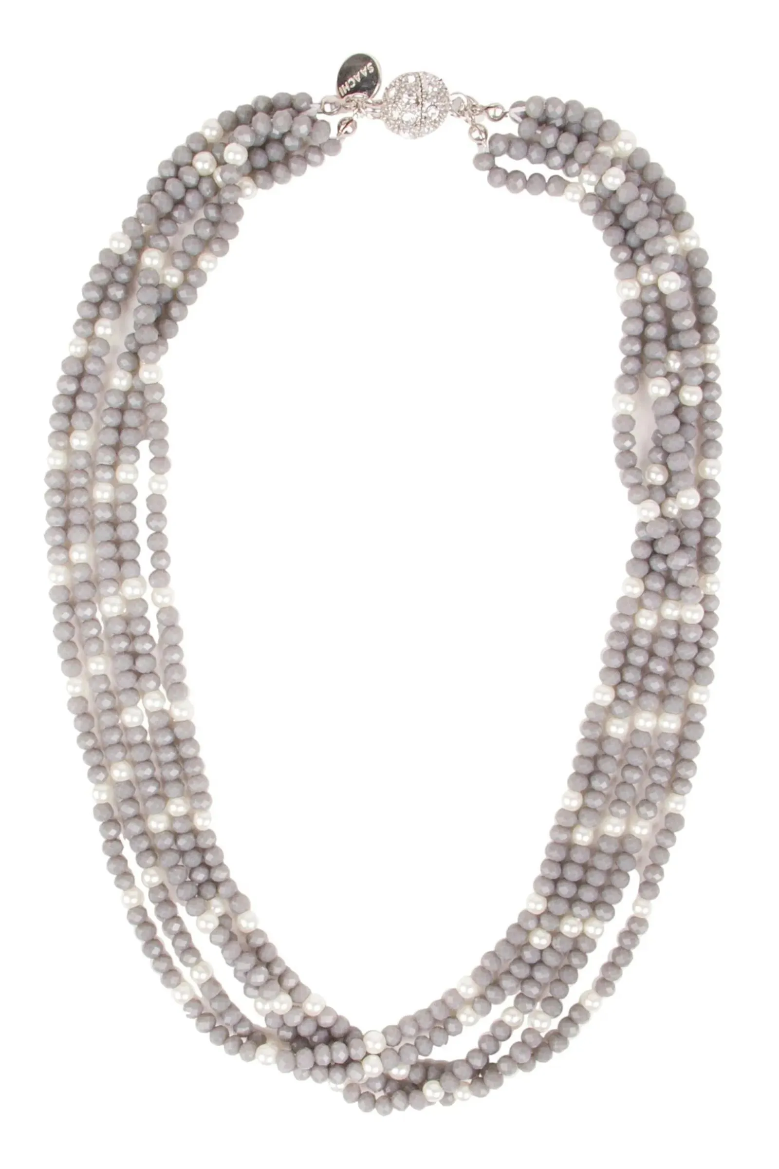 Short Pearl Crystal Layered Necklace