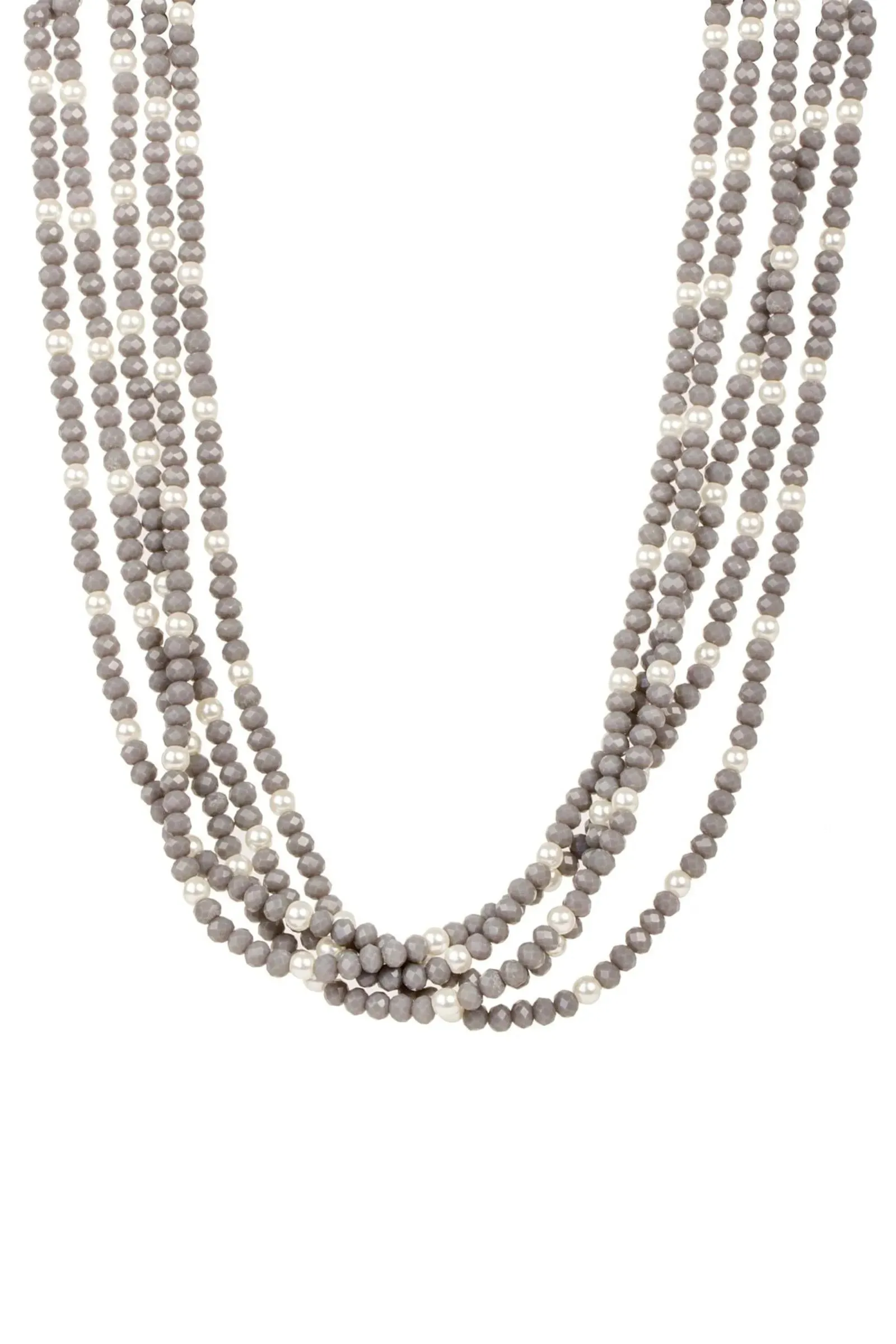 Short Pearl Crystal Layered Necklace