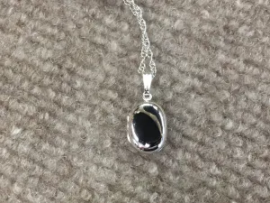 Silver Locket Oval With 18 Inch Rope Chain Engravable