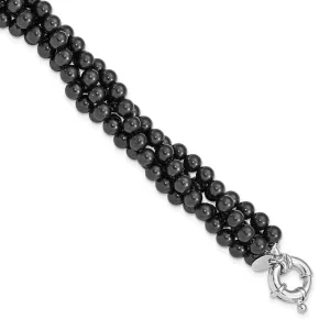 Silver Majestik Black Shell Pearl Bead Bracelet