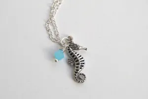 Silver Seahorse Necklace | Sea Horse Charm Necklace | Nautical Jewelry