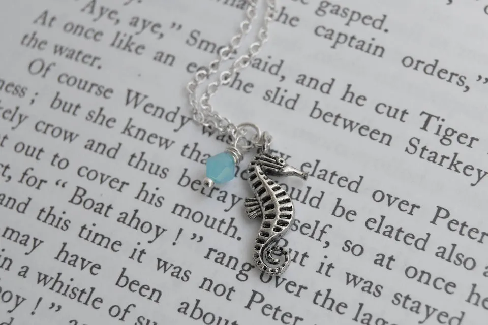 Silver Seahorse Necklace | Sea Horse Charm Necklace | Nautical Jewelry