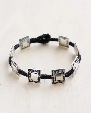 Silver Square Etched Alloy Bracelet