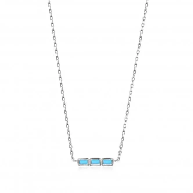 Silver Turquoise Bar Necklace N033-02H