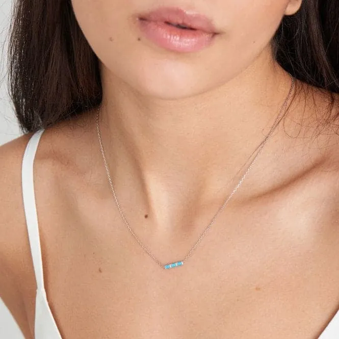 Silver Turquoise Bar Necklace N033-02H