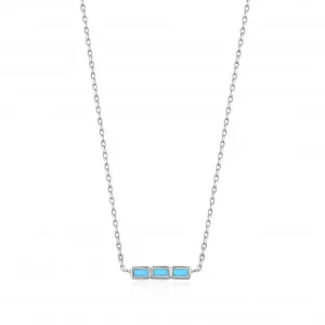 Silver Turquoise Bar Necklace N033-02H