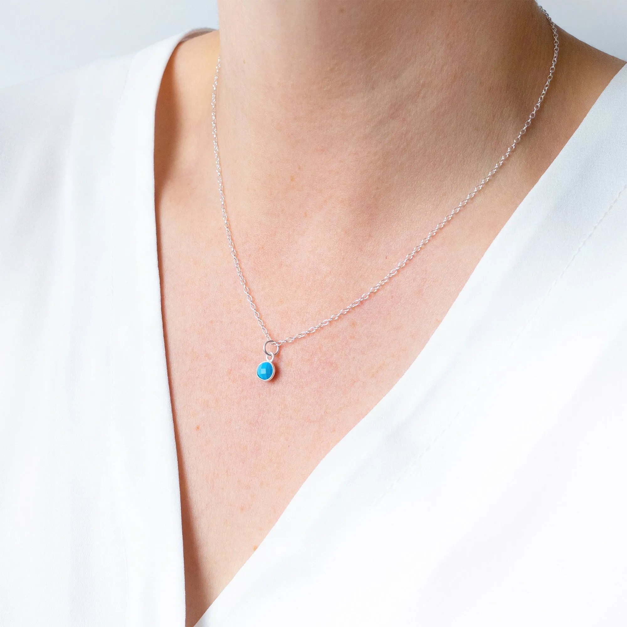 Silver Turquoise December Birthstone Necklace