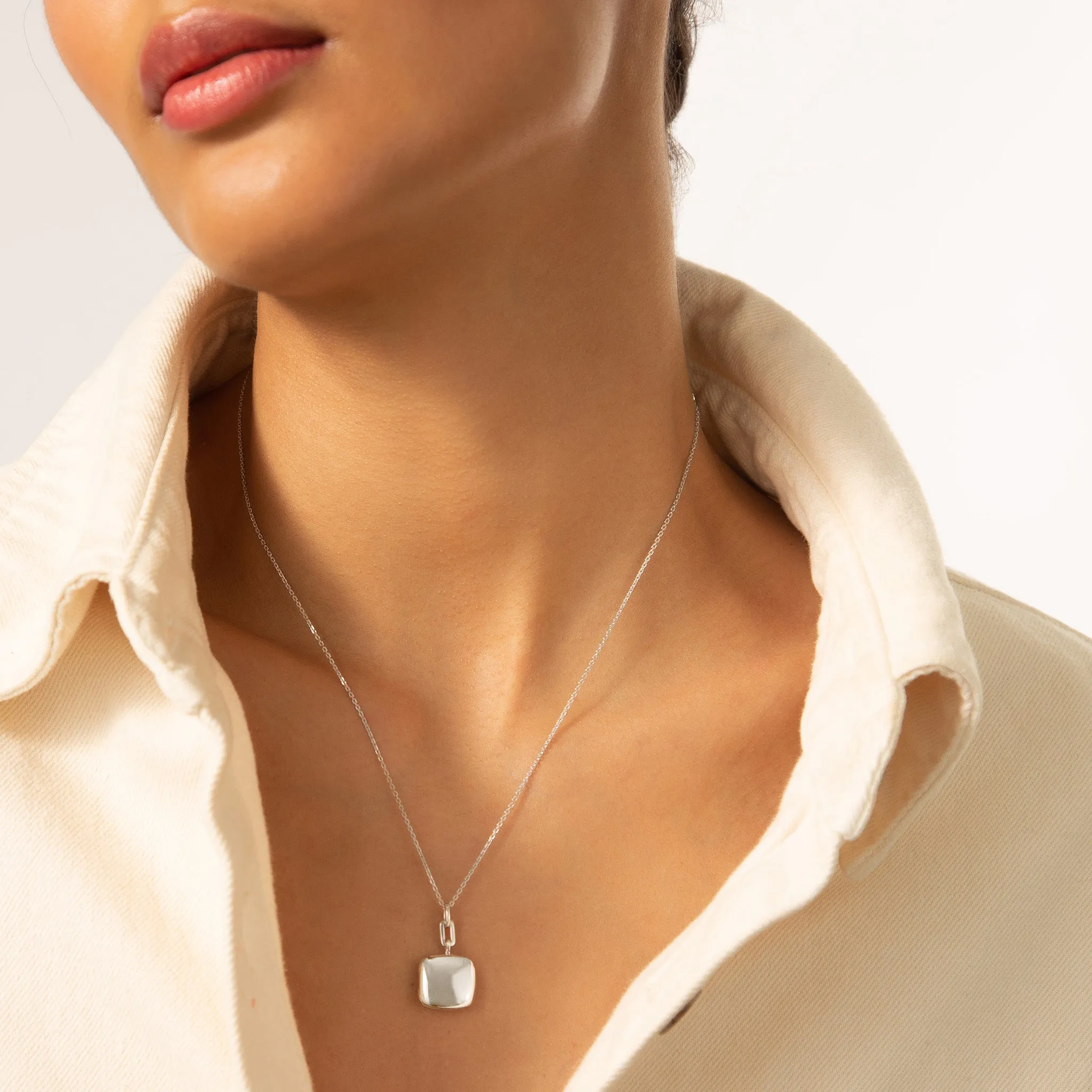 Slim "Viv" Sterling Silver Locket Necklace