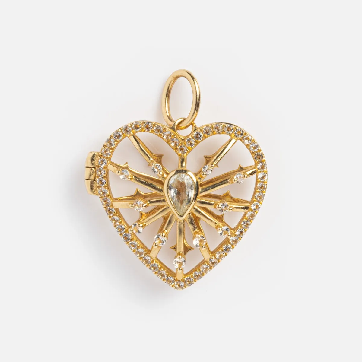 Solid Gold Changeable Crystal Locket Charm for Manifestation