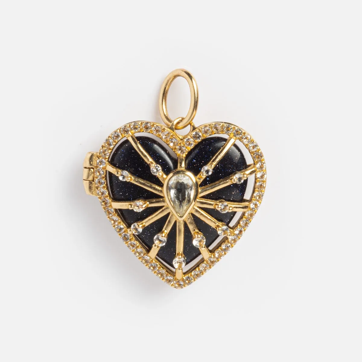 Solid Gold Changeable Crystal Locket Charm for Manifestation