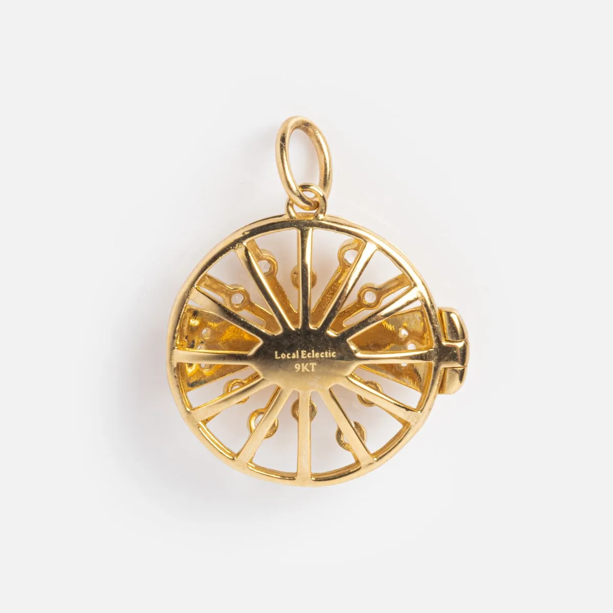 Solid Gold Changeable Crystal Locket Charm for Manifestation