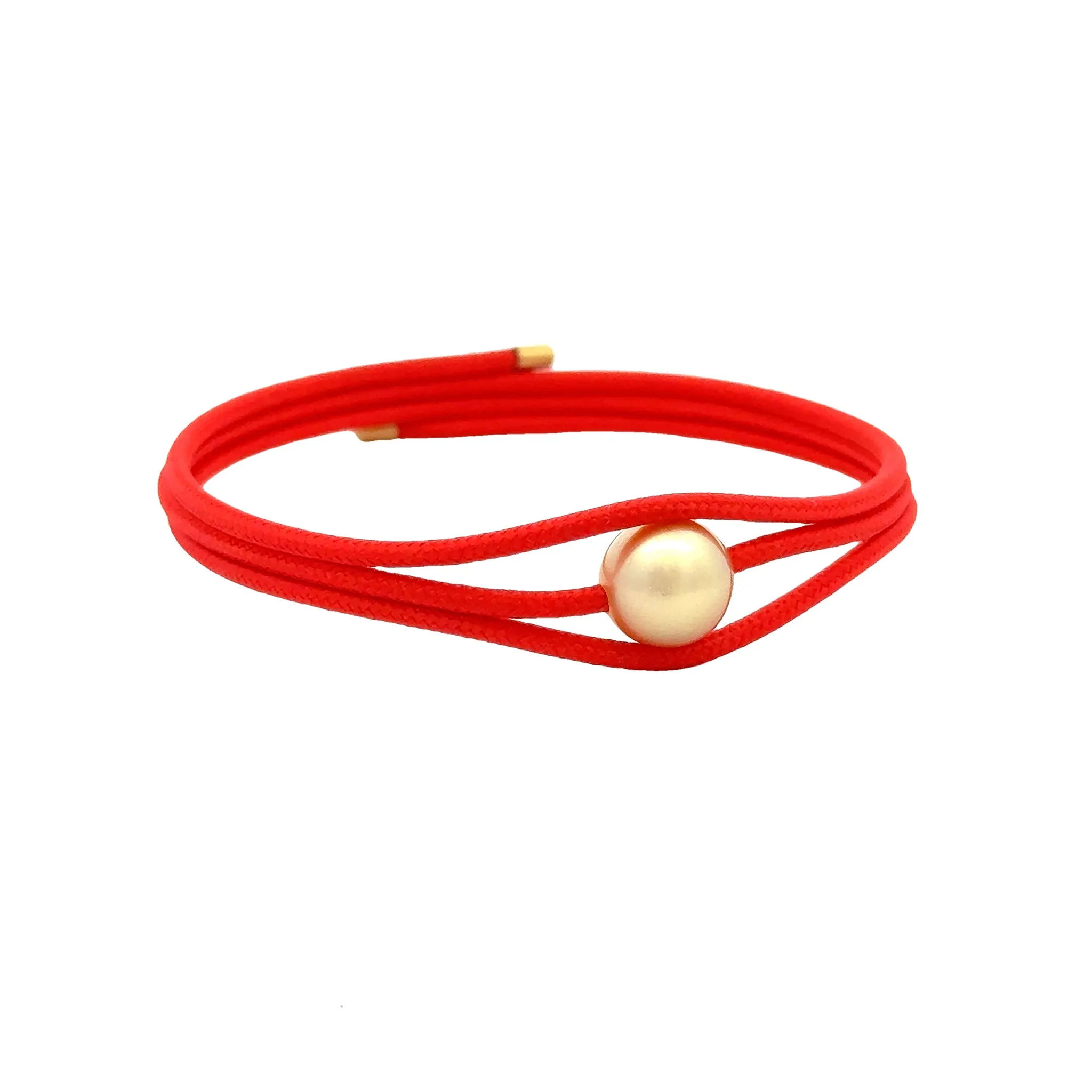 Stainless Steel South Sea Cultured Pearl Magnetic Wrap Bracelet Red With Gold Ends