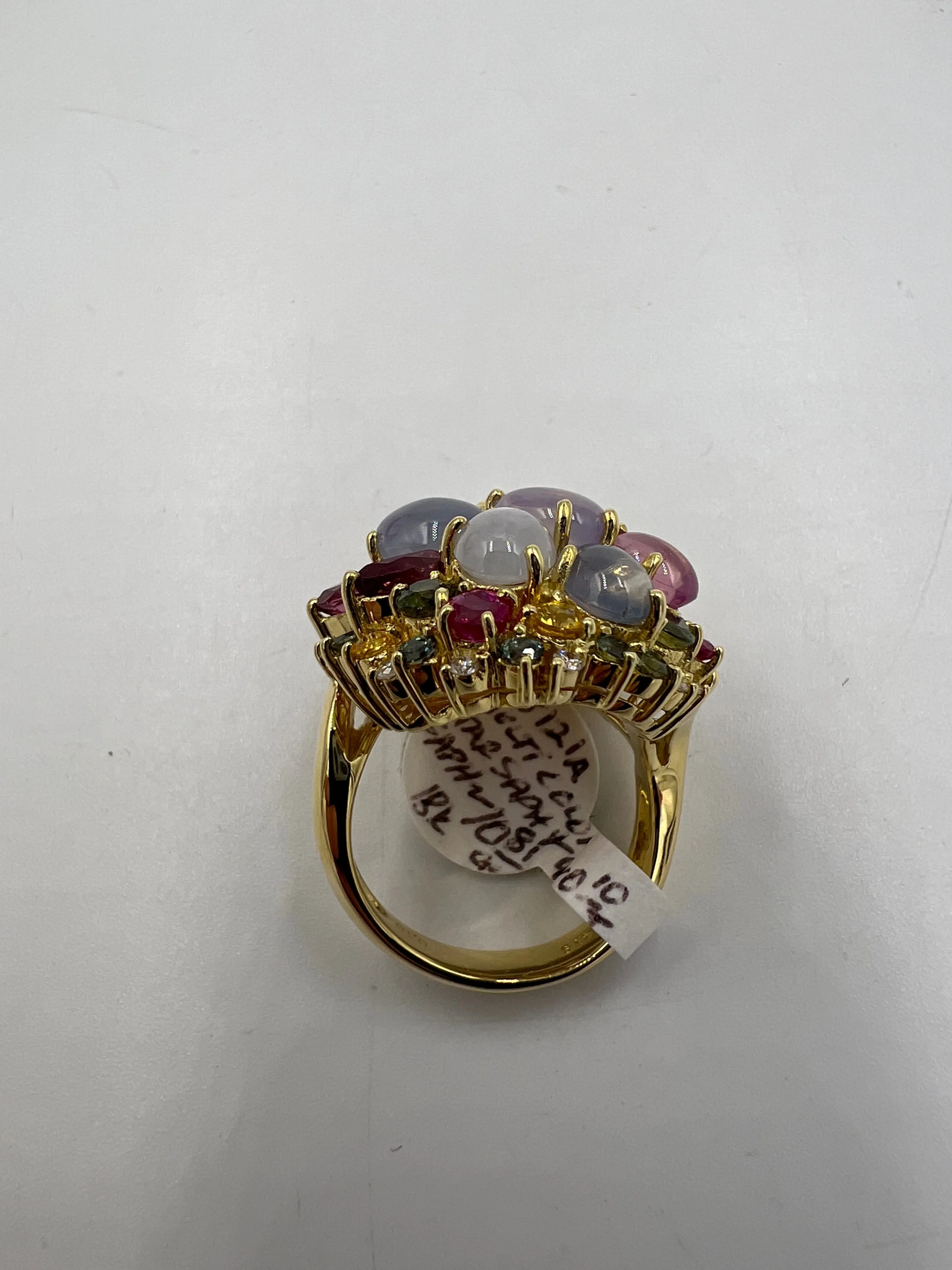 Star Sapphires and Multi Colored Sapphires Diamond Yellow Gold Cocktail Ring