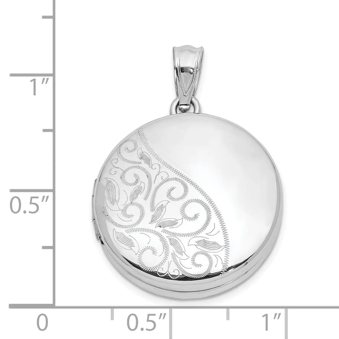 Sterling Silver 20mm Polished Scrolled Round Locket