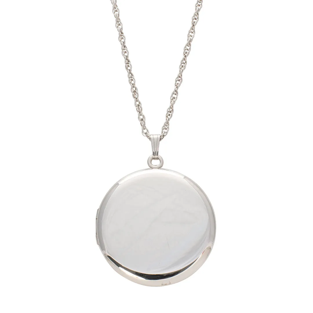 Sterling Silver 33mm Round Locket Necklace