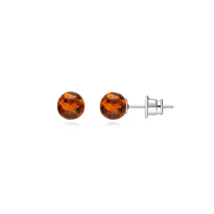 Sterling Silver Amber 6mm Ball Stud Earrings