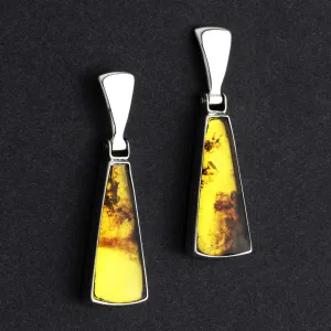 Sterling Silver and Amber Post Drop Earrings