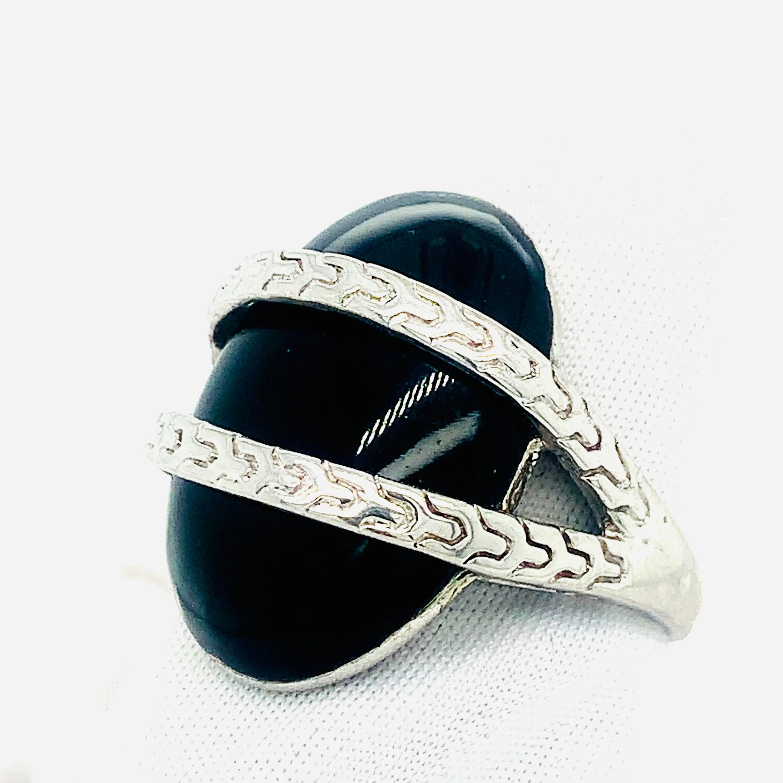 Sterling Silver And Onyx Cocktail Ring