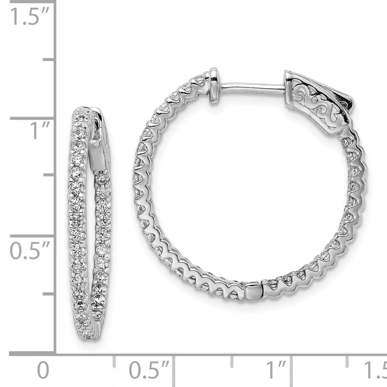 Sterling Silver CZ 66 Stone Hoop Earrings