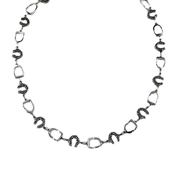 Sterling Silver Horseshoe and Stirrup Choker Necklace