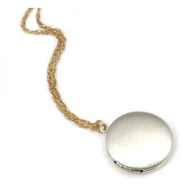 sterling silver large locket & yellow gold necklace