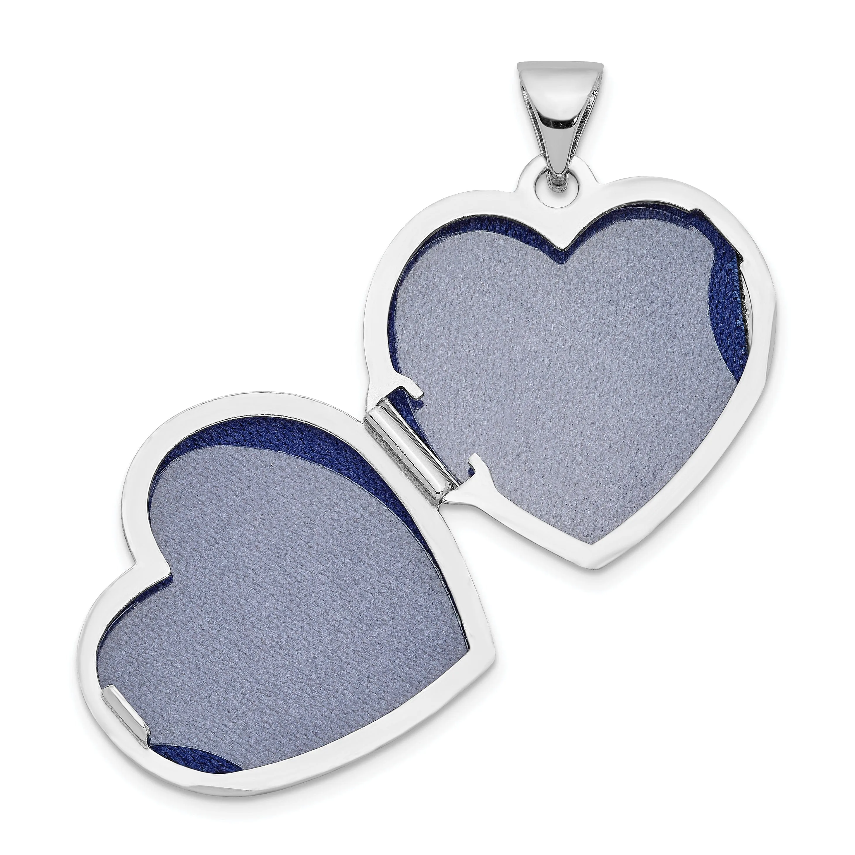 Sterling Silver Rhodium-plated 18mm Floral Heart Locket