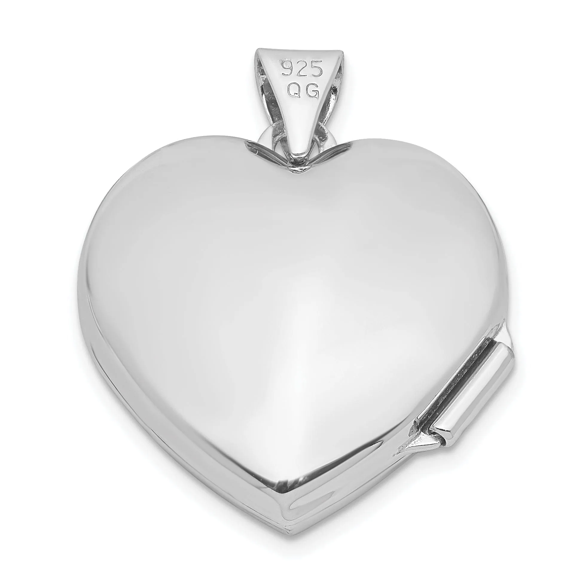 Sterling Silver Rhodium-plated 18mm Floral Heart Locket