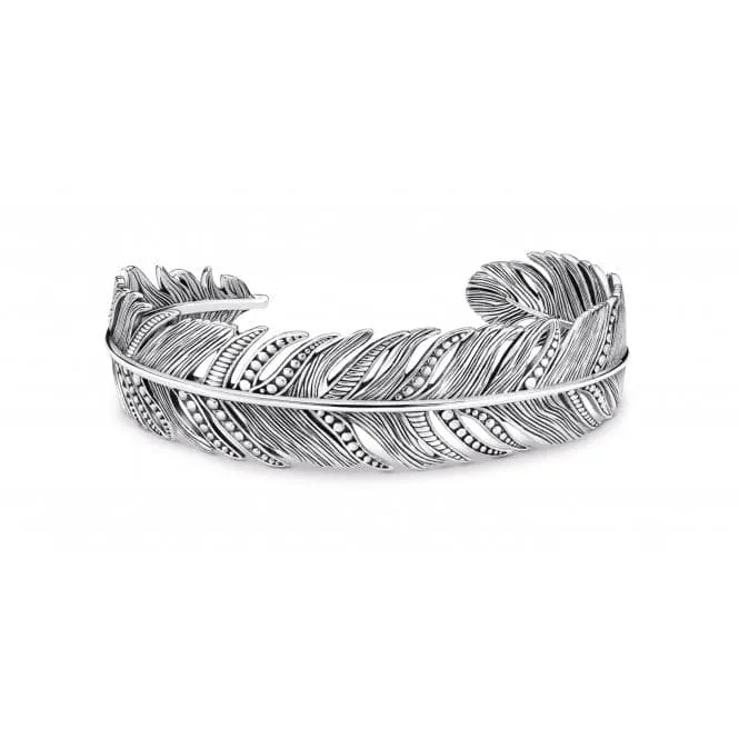 Sterling Silver Silver Coloured Feather Bangle AR099-637-21-L17