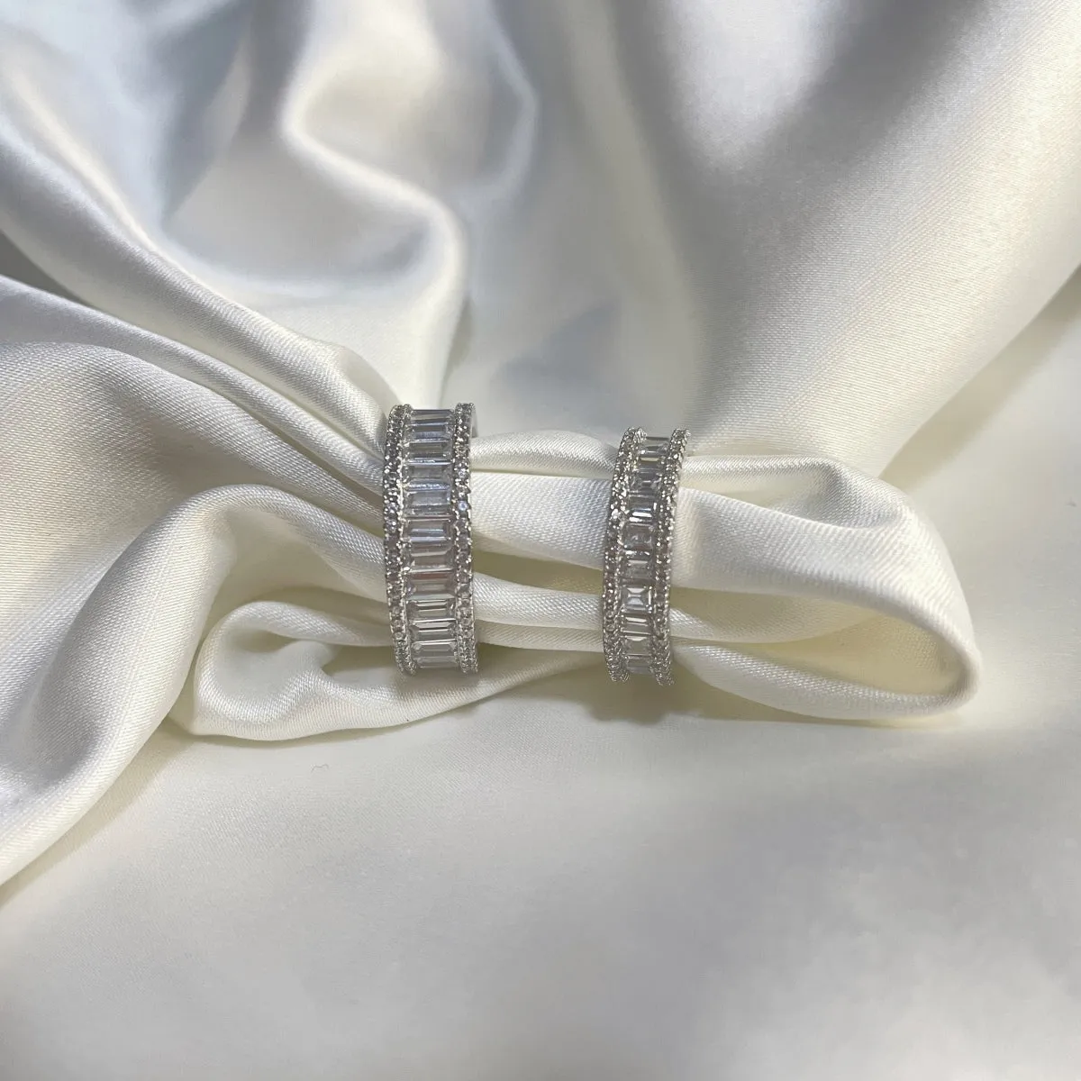 Three Row Emerald Cut Full Eternity Band Ring - 7mm