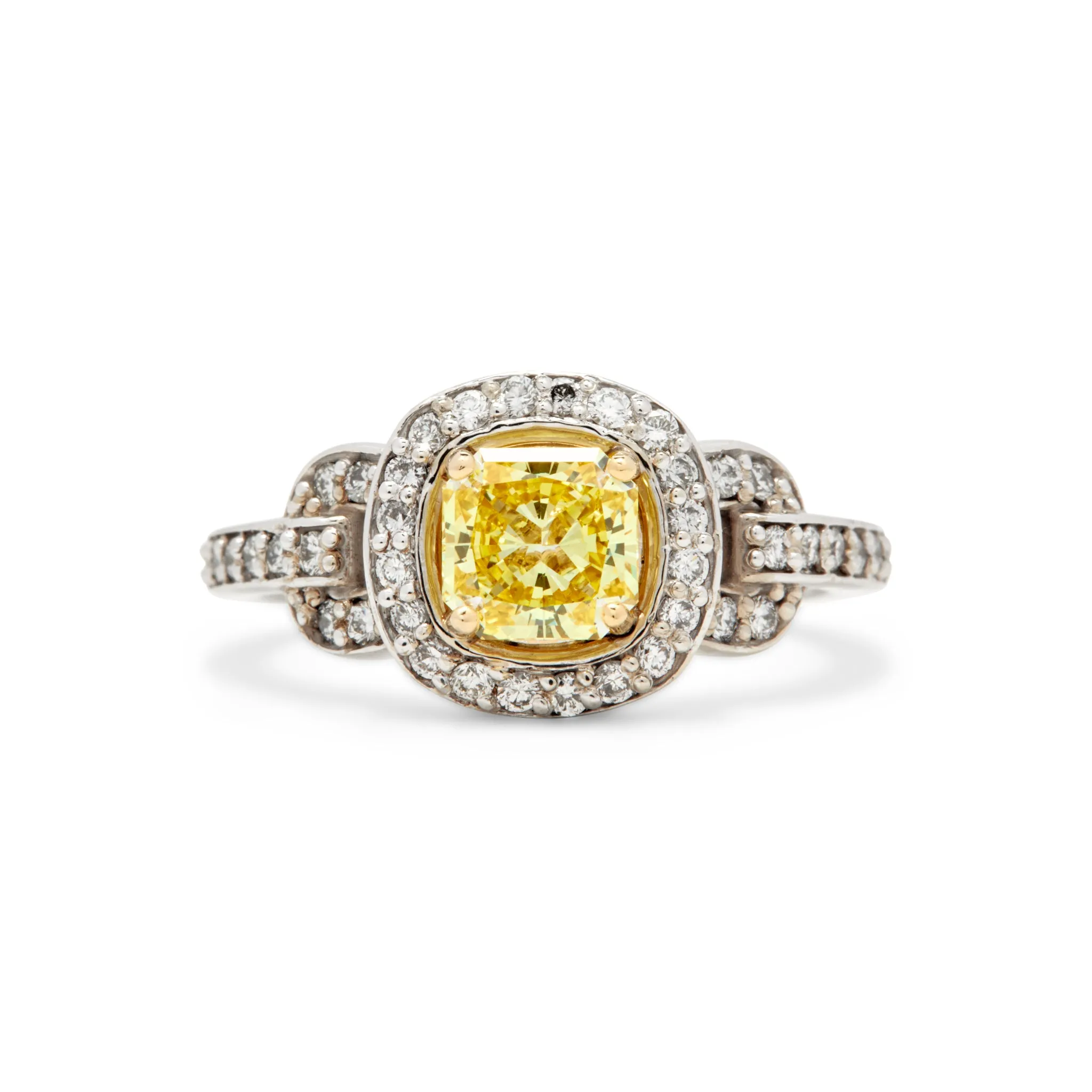 Tiffany Canary Yellow Square Radiant Cut Diamond Ring