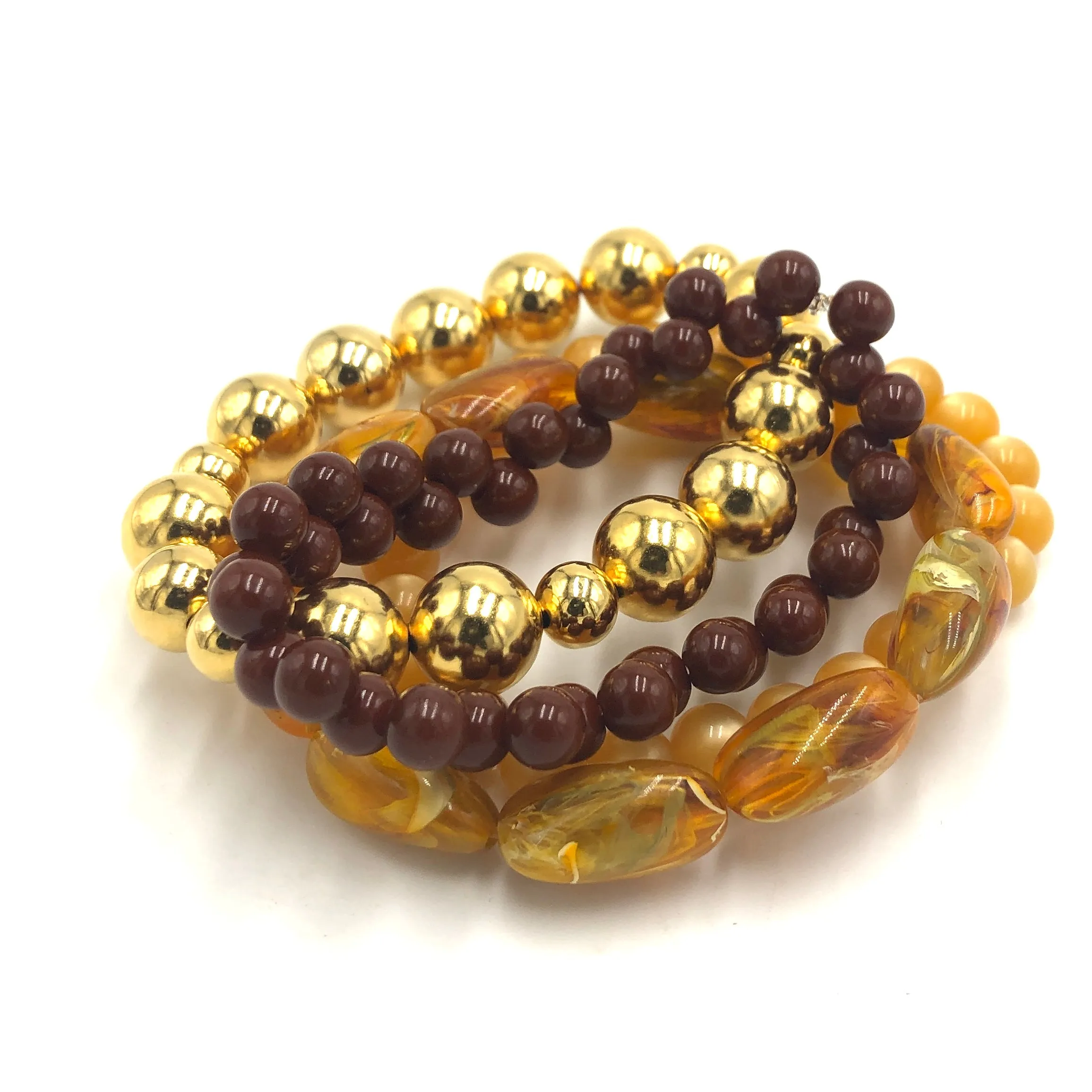 Topaz & Chocolate Stack and Stretch Bracelets Set