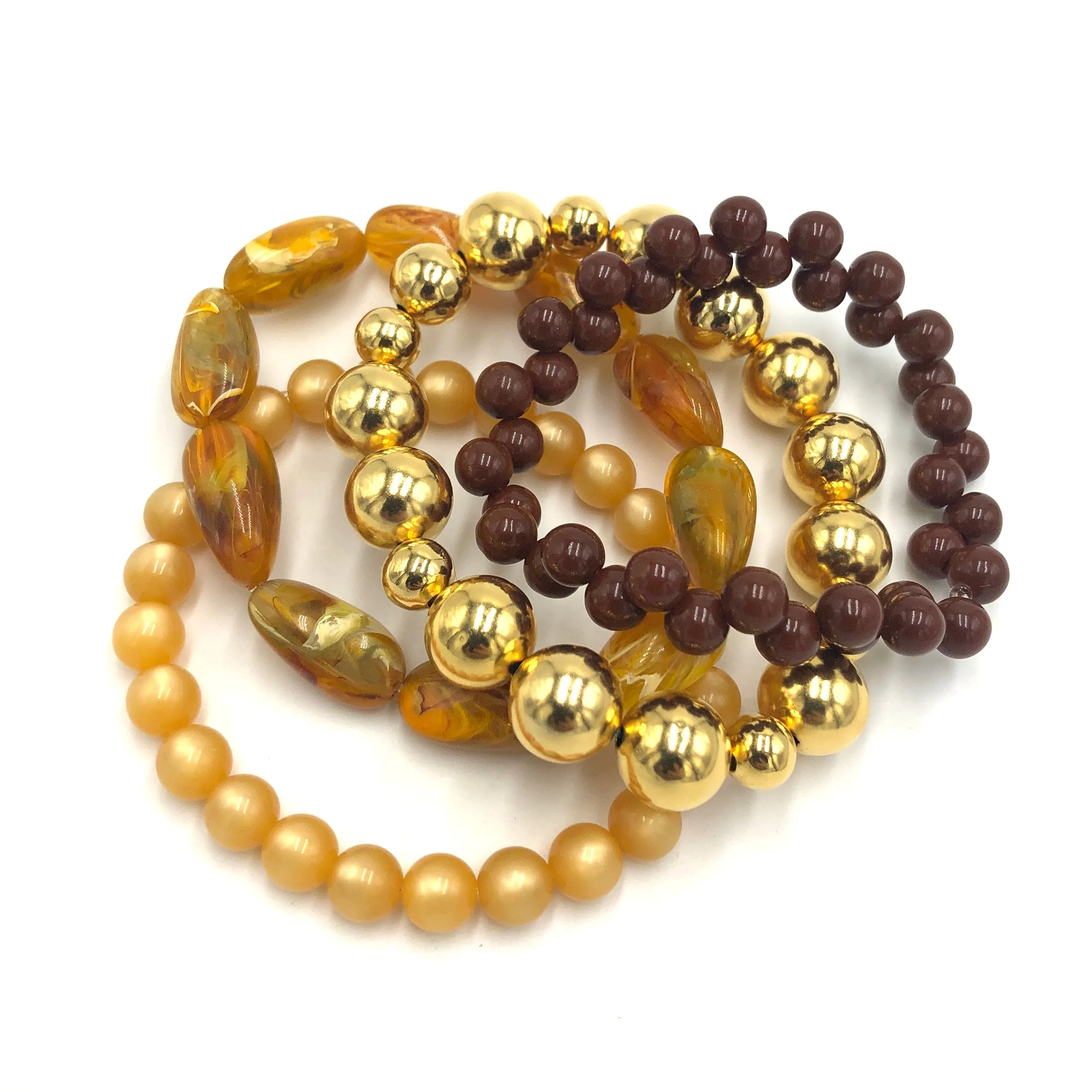 Topaz & Chocolate Stack and Stretch Bracelets Set