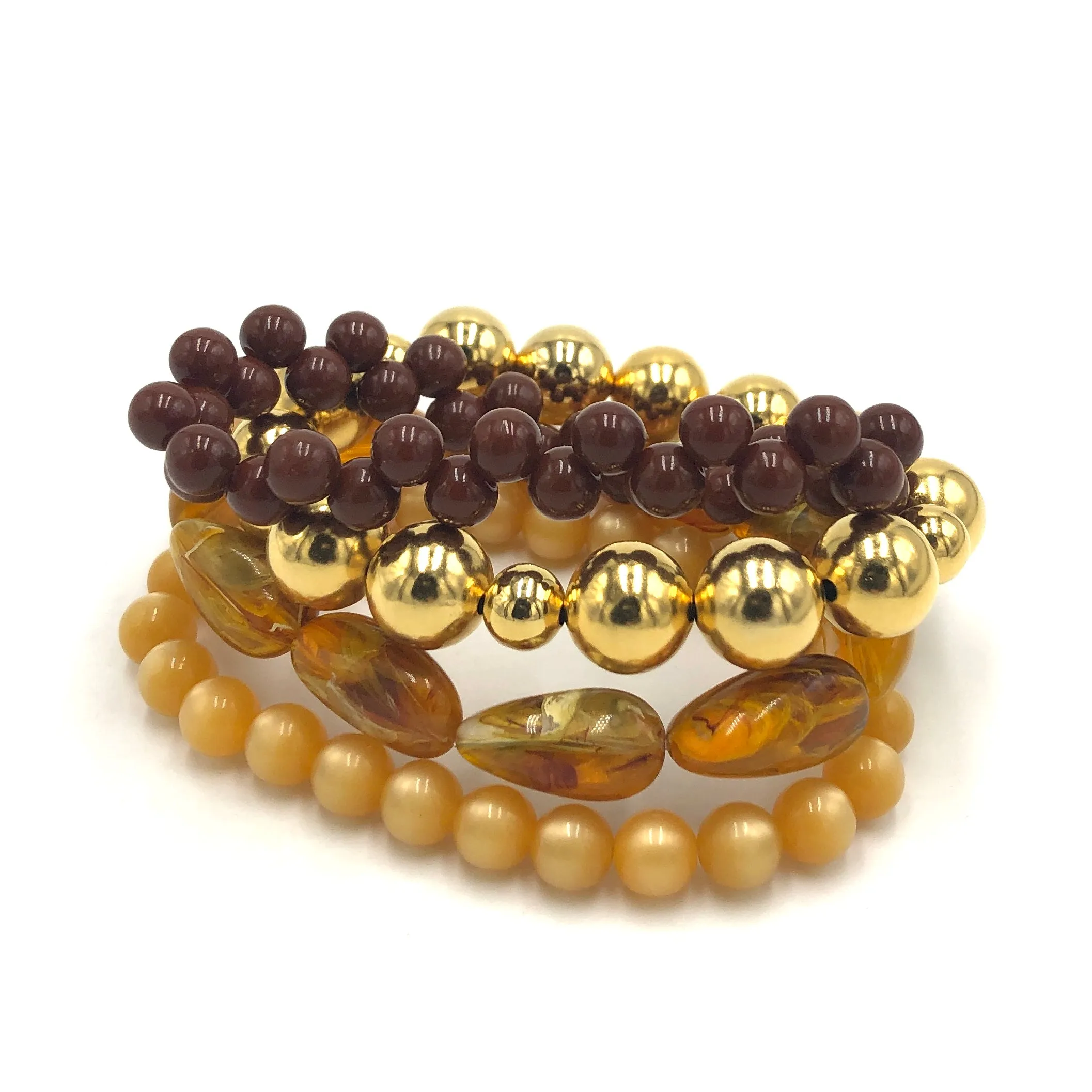 Topaz & Chocolate Stack and Stretch Bracelets Set