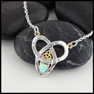 Trinity Knot and Heart Shaped Opal Necklace