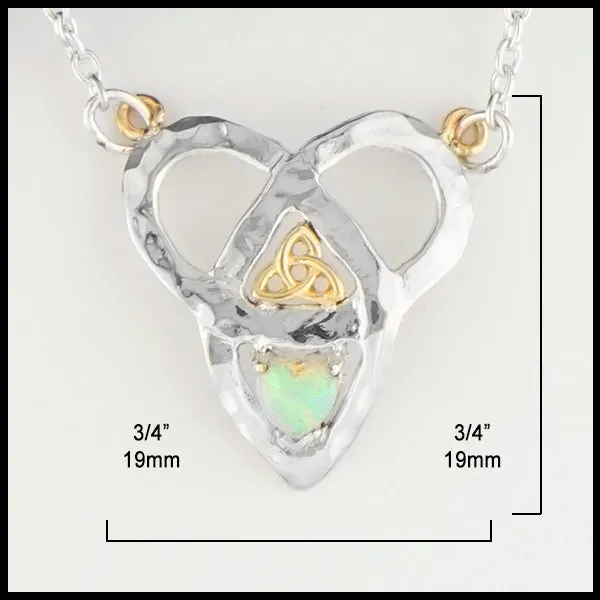 Trinity Knot and Heart Shaped Opal Necklace