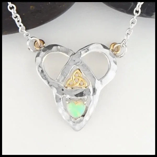 Trinity Knot and Heart Shaped Opal Necklace