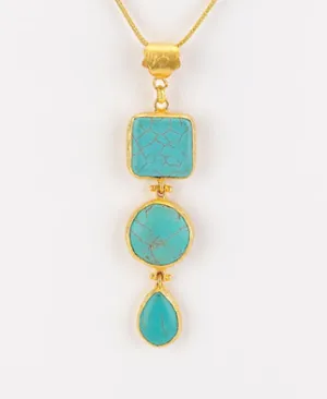 Triple Drop Turquoise Pendant Necklace