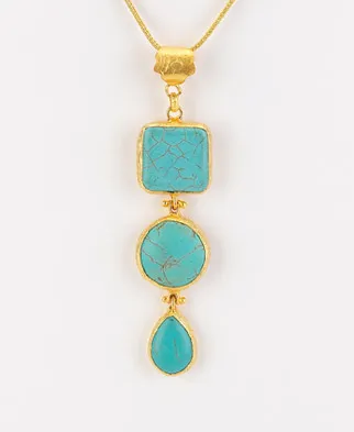 Triple Drop Turquoise Pendant Necklace