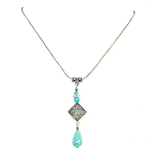 Turquoise & Silver Pendant Necklace