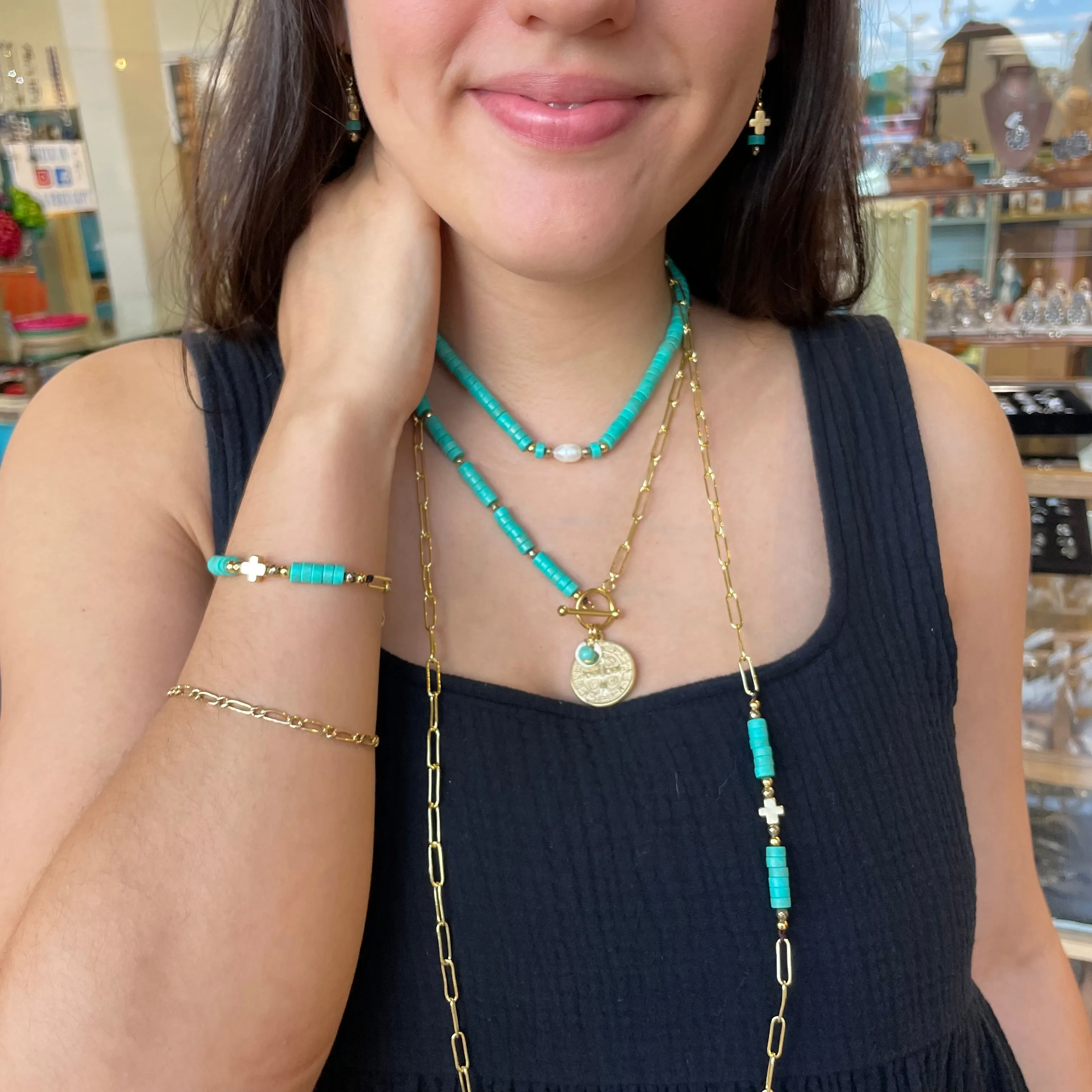 Turquoise and Gold Paper Clip Collection