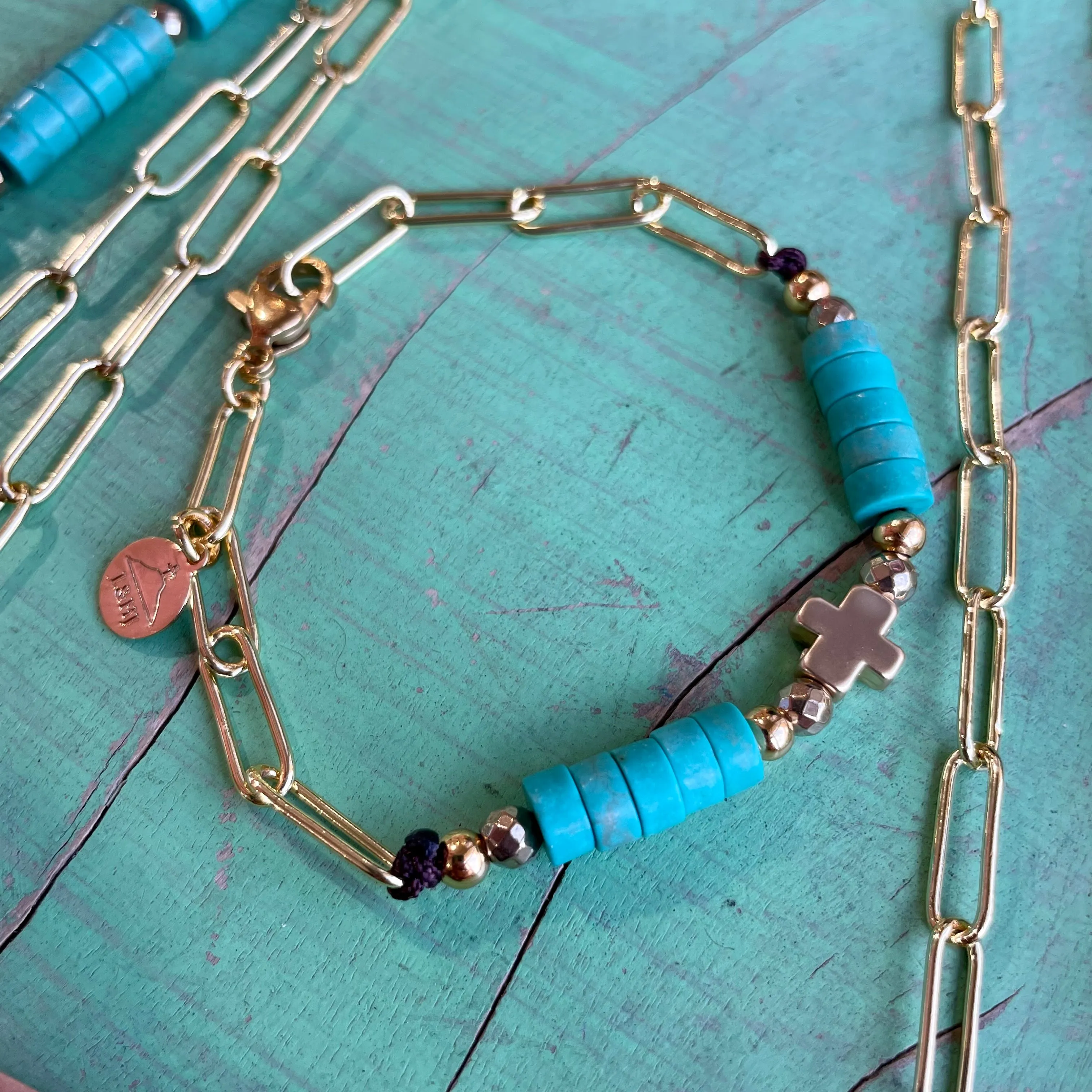 Turquoise and Gold Paper Clip Collection